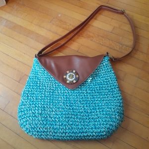 NWOT Sun 'N' Sand straw/leather Shoulder bag